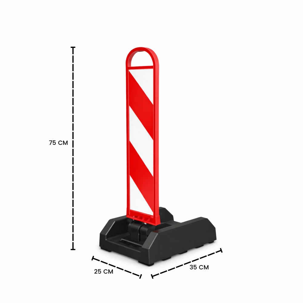 Flexible collapsible traffic delineator post with rubber base for road safety