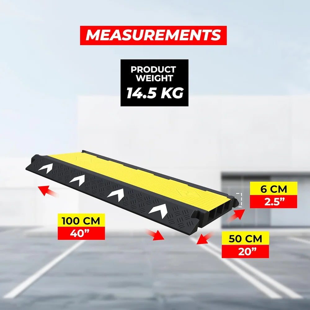 1m black yellow 3 channel cable cover ramp for traffic and wire protection