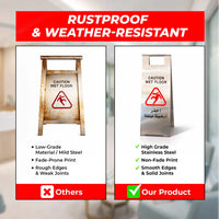 Stainless steel foldable wet floor sign 60cm for commercial safety use