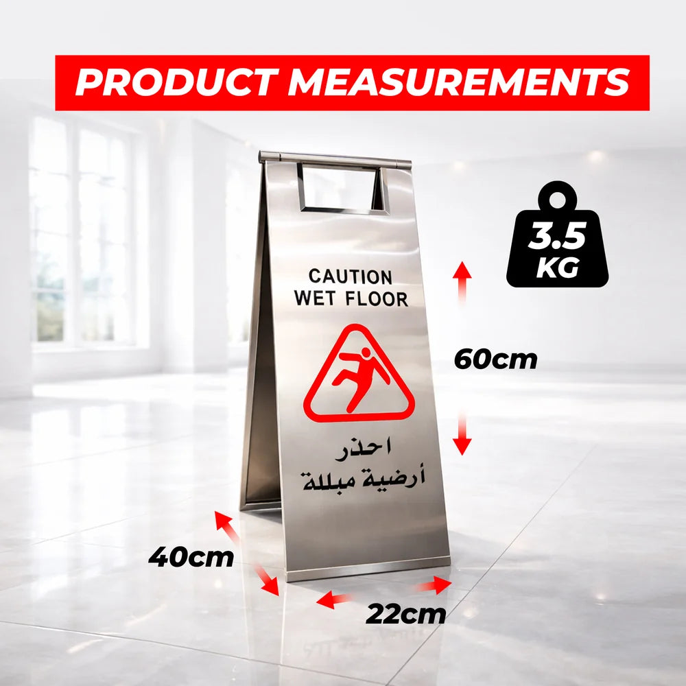 60cm foldable stainless steel wet floor caution sign for indoor safety