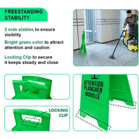 101cm foldable green safety sign for wet floor warning in Arabic and English