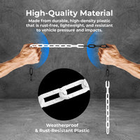 Heavy duty 8mm plastic chain 25m black and white for outdoor safety use