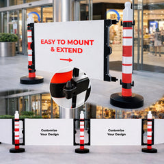 Heavy duty post barrier full set with 120×75CM sign board for construction and road safety