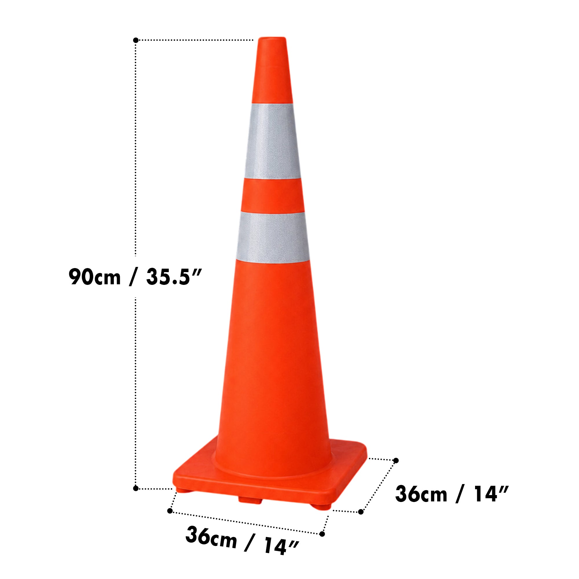 Heavy duty 90cm orange PVC traffic cone for long term outdoor use