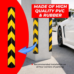 Heavy duty rubber corner guard 36 inch black yellow reflective for impact protection