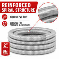 Heavy duty Berry 2 inch 30m silver PVC suction hose for industrial use