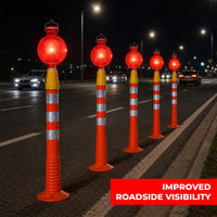 Heavy duty solar warning light with cone base for long term outdoor use
