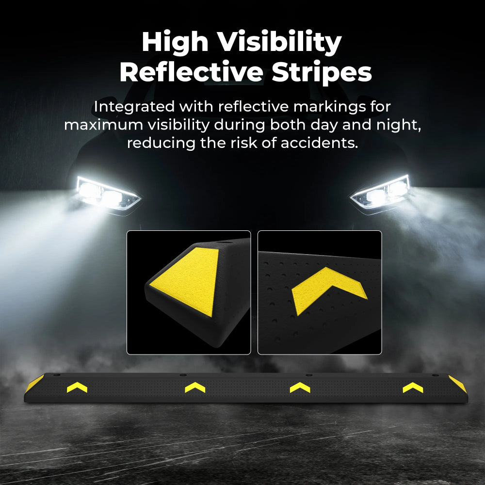 Heavy Duty Wheel Stopper with Yellow Reflectors 