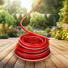 1/2 Inch Reinforced Garden Water Hose 50M – Red PVC Hose with Brass Couplings