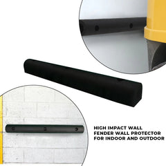 Heavy Duty Rubber Wall Fender D Type 900x100x100mm – Black Wall Protector
