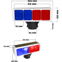 Red and blue solar LED strobe warning light for road safety and hazard zones