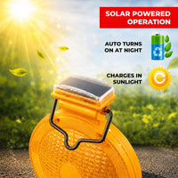 Orange solar LED traffic cone warning light for construction and hazard zones