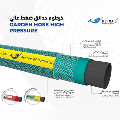 1/2Inch 25Meter Mermaid Garden Hose | Reinforced Master Hose - Green