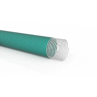 Green and white corrugated hose on a white background