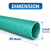 Green pipe with dimensions labeled on a white background