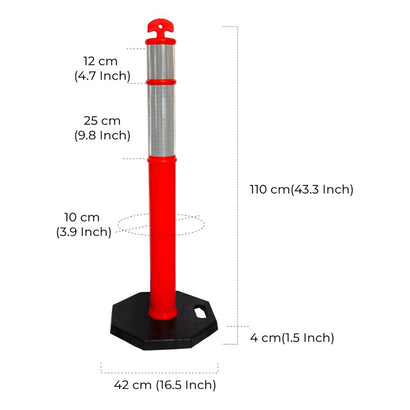 110cm Orange Delineator Post with Weighted Rubber Base