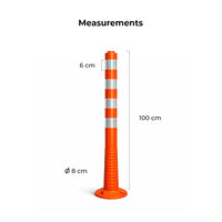 orange flexible reflective traffic delineator post for traffic control areas