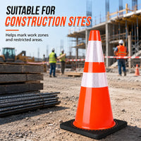 70cm orange PVC traffic cone with durable black base for traffic management