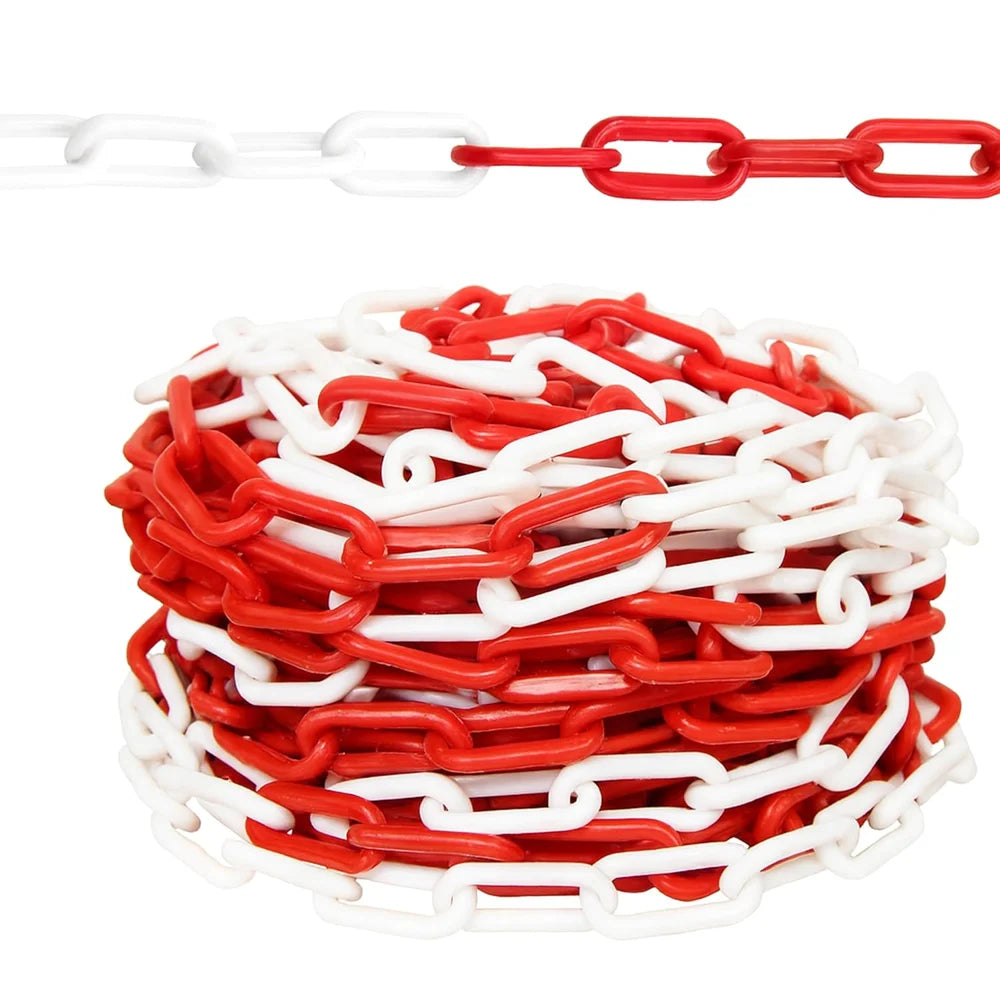 25 meter plastic safety chain in red and white for crowd and area control