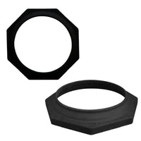 Two black octagonal rubber base
