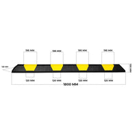 Heavy-duty PPC parking wheel stopper, 180cm, black with yellow reflective markings for traffic safety