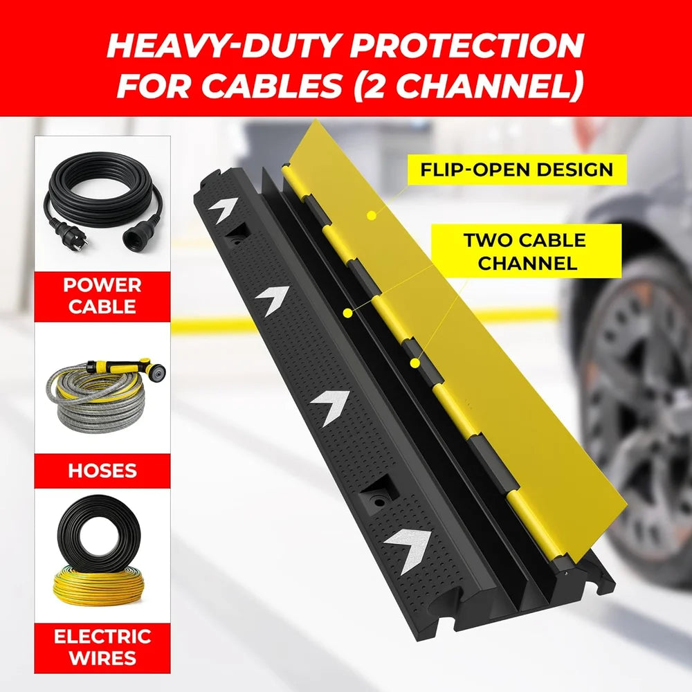 2 channel PVC cable protector ramp with flip lid for construction and event use