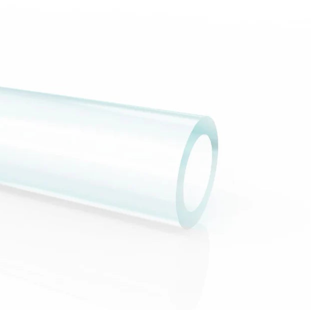 Clear plastic tube on a white background