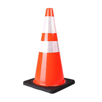 70cm orange PVC traffic cone with black base for road safety and traffic control