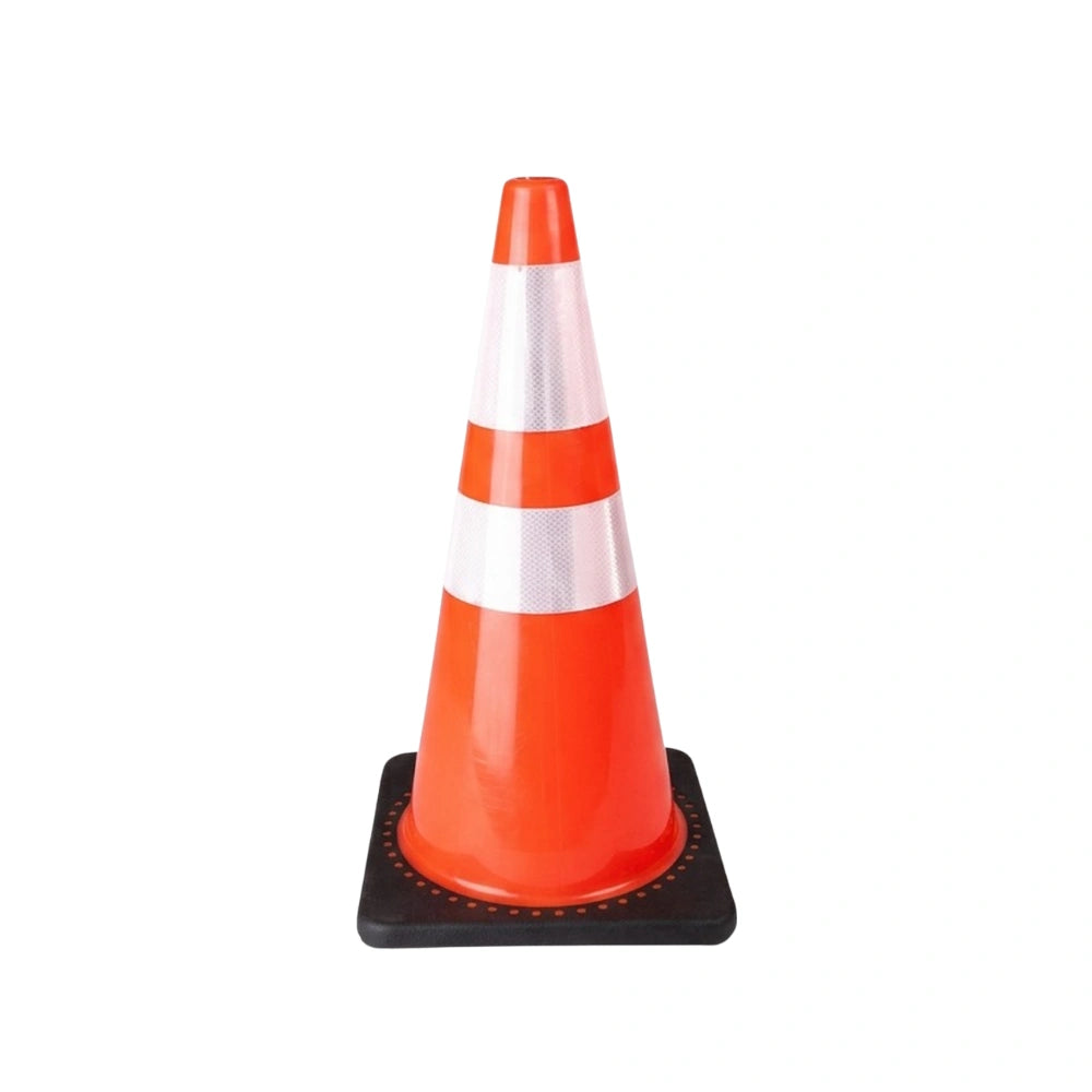 PVC traffic cone 70CM orange with black base for road safety