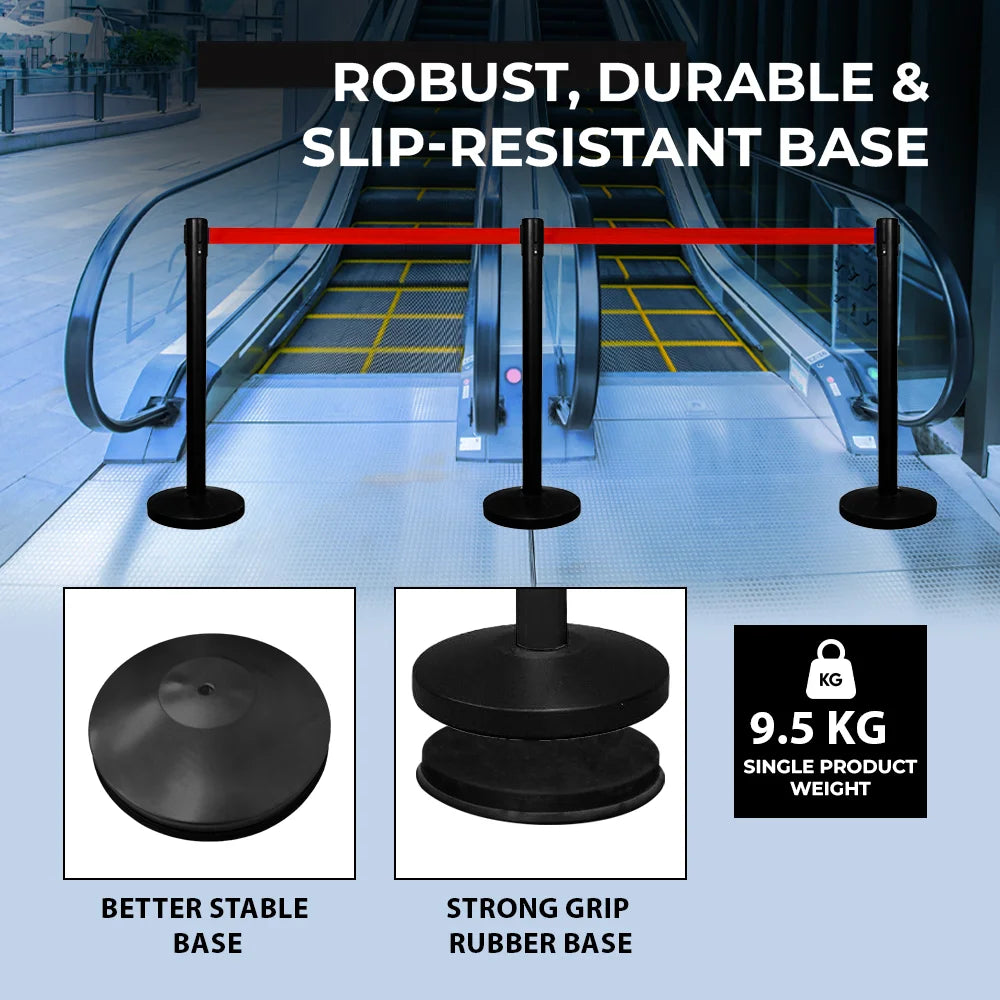 durable queue barrier and slip-resistant base 