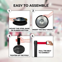 Step-by-step assembly instructions for queue barrier