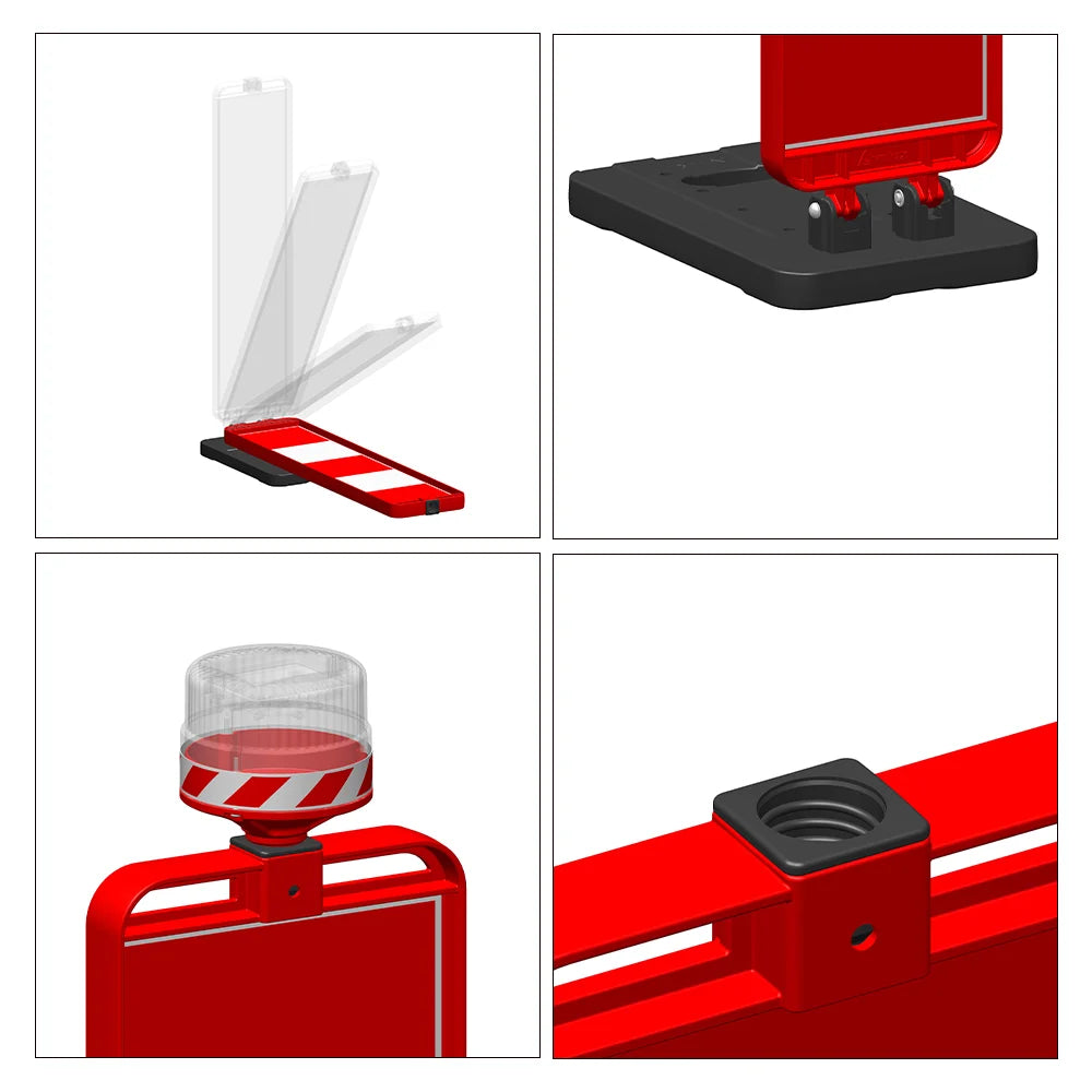 Red 40 inch foldable panel delineator Berry for traffic and hazard marking