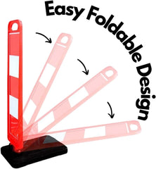 Red foldable traffic delineator panel 40 inch for road safety and temporary barriers