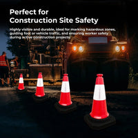 Red traffic cone 50CM with black base by Berry for safety marking
