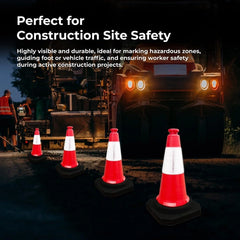 Red traffic cone 50CM with black base by Berry for safety marking