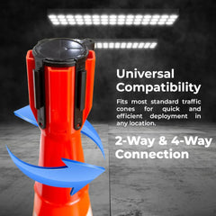 Heavy-duty 3 meter red and white retractable traffic cone belt for traffic control and safety zones