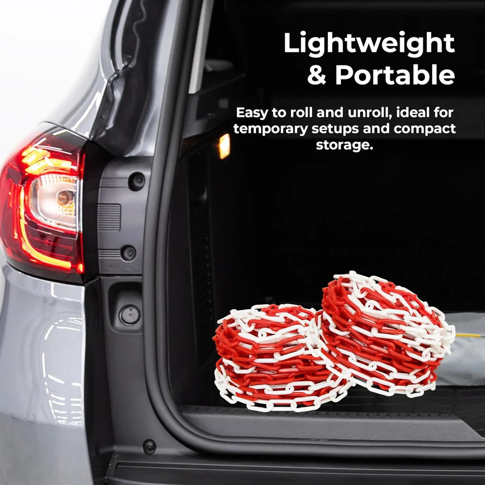 25m red and white plastic safety chain for traffic and hazard marking