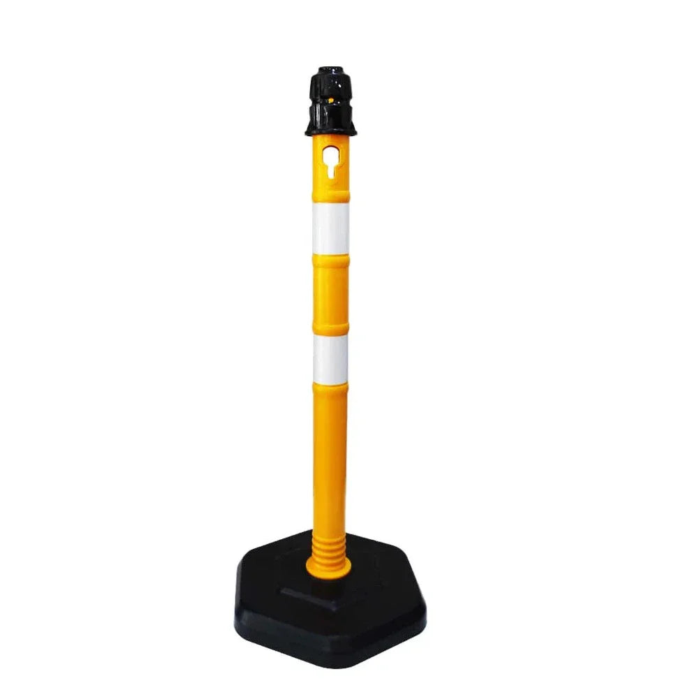 100CM yellow delineator post with weighted PVC base for traffic control and safety