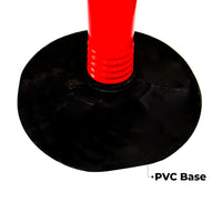Red pole with a black PVC base 