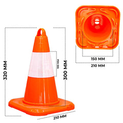 Orange 32CM PVC traffic cone with reflective strip for high visibility