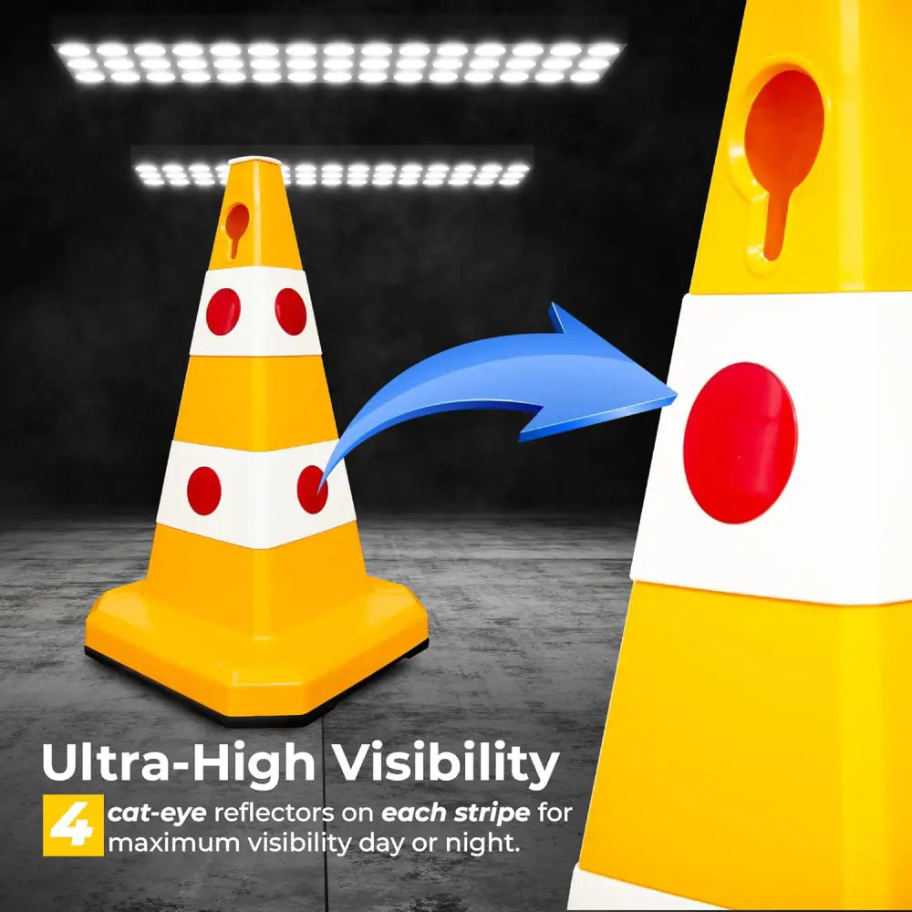 62cm yellow reflective traffic cone Evelux for high visibility safety use