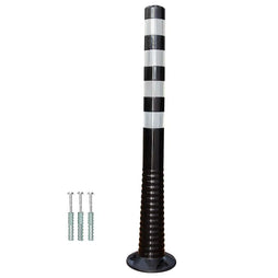 Flexible PU delineator post 100CM black with reflective bands for road safety