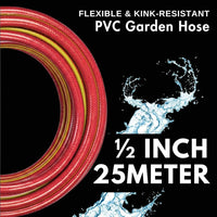 Red and yellow PVC garden hose 