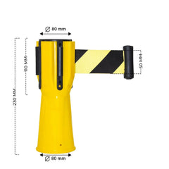 Retractable traffic cone barrier tape, 3m, bright yellow for parking lots and safety zones