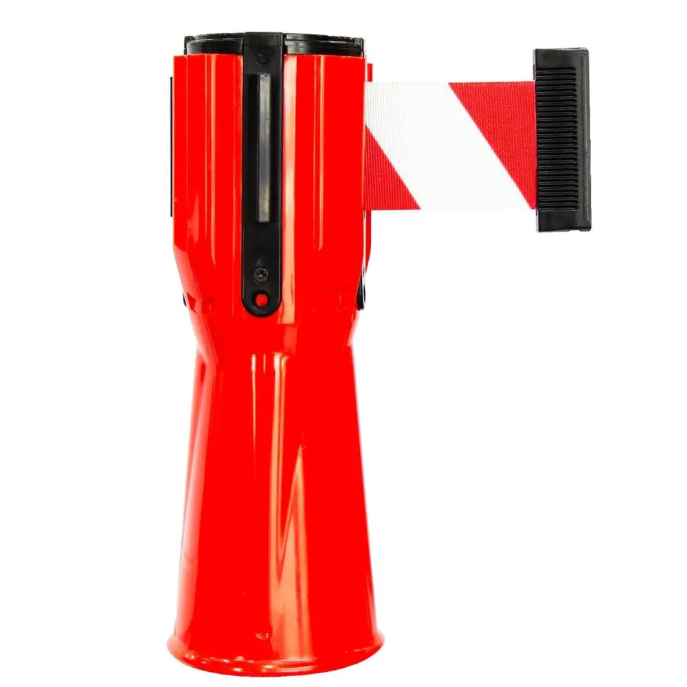 Retractable traffic cone belt 3 meters long in red and white for crowd control and safety