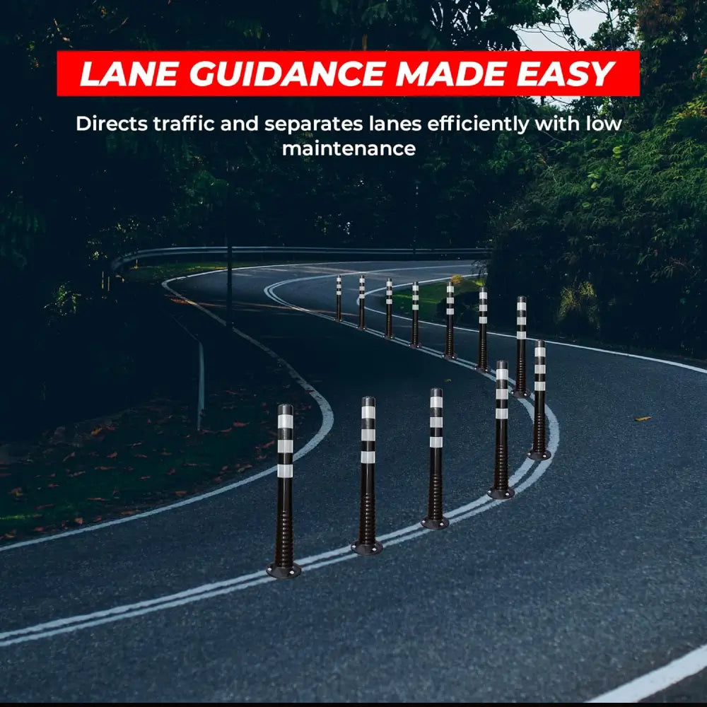 Black reflective delineator post for roads, parking, and lane marking