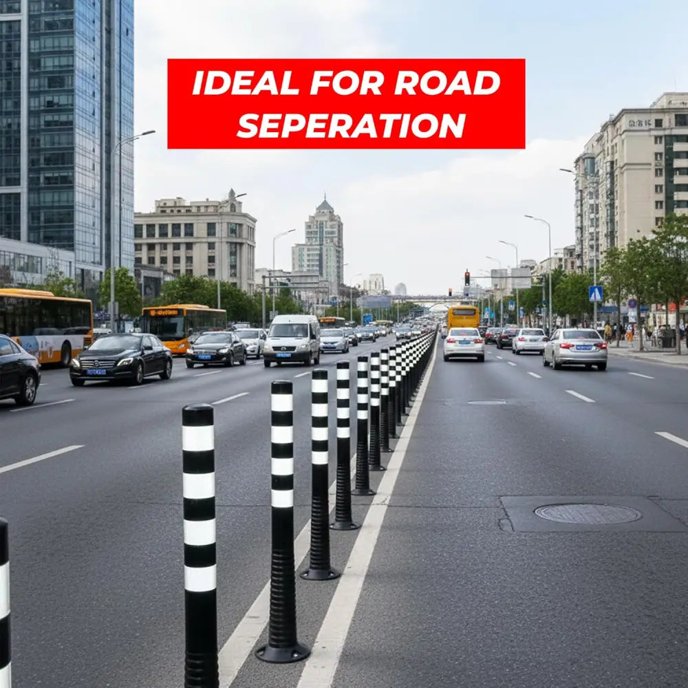 Road separation delineator post black reflective
