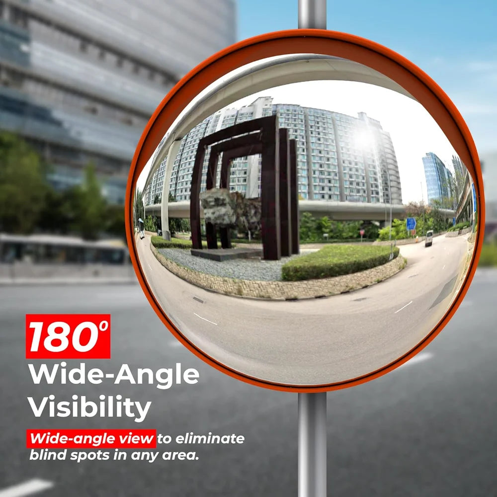Round 120cm wide angle convex mirror for parking and driveway monitoring