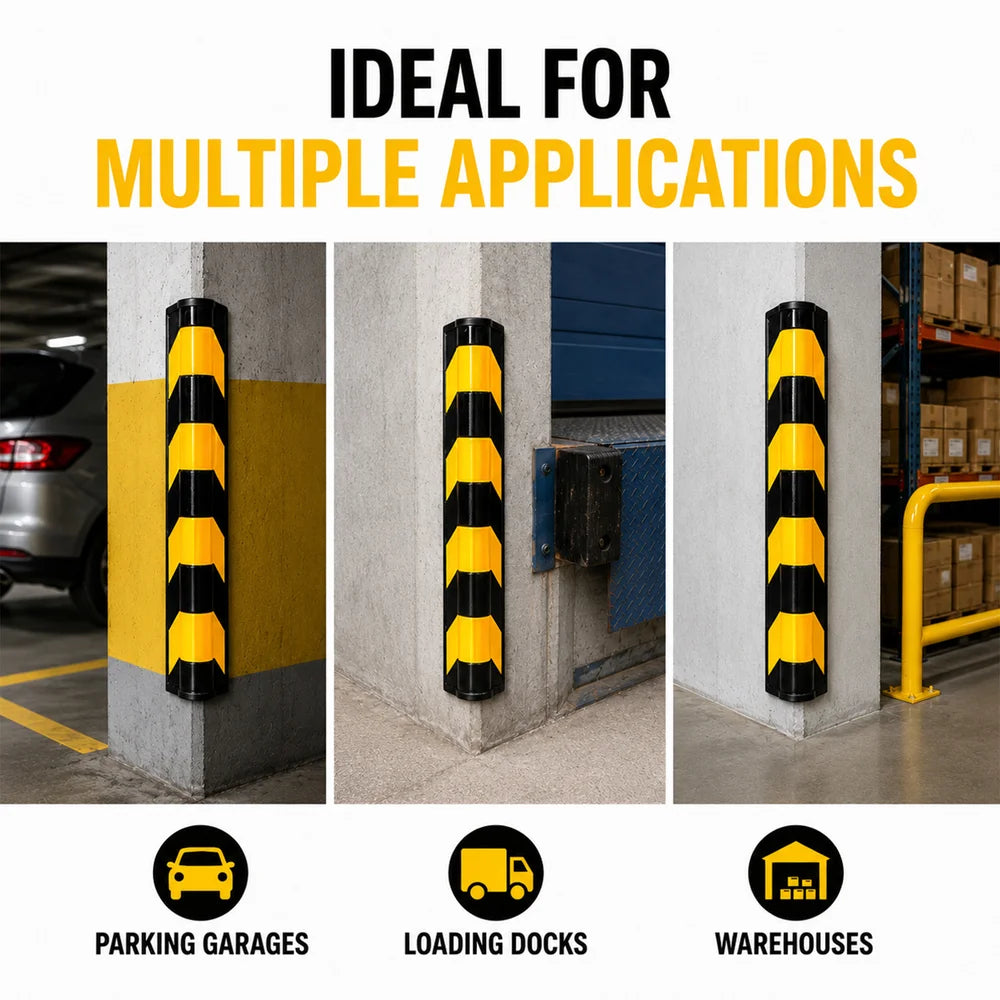 80cm rubber corner protector in black and yellow for parking garage safety