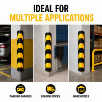 80cm rubber corner protector in black and yellow for parking garage safety